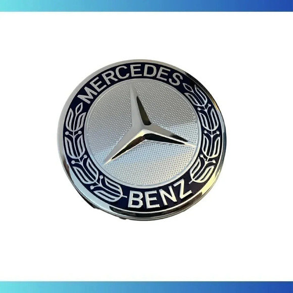 MERCEDES BENZ 75MM Dark Blue Wheel Center Hub Cap AMG Wreath MB - Picture 1 of 1